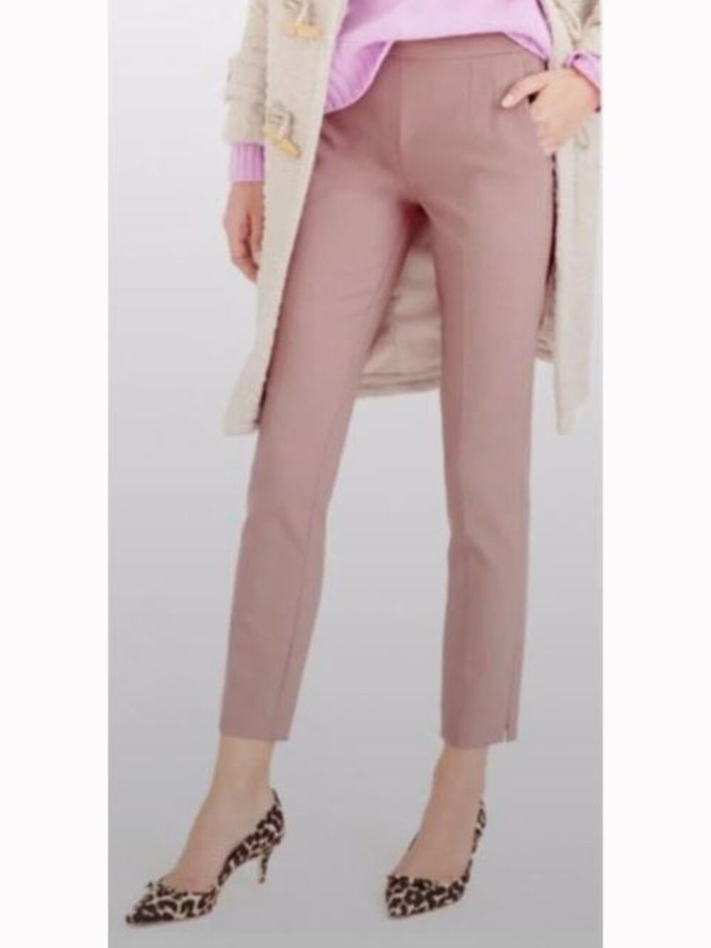 J. Crew "Martie" Blush Bi-Stretch Cotton Blend Slim Crop Dress Pants